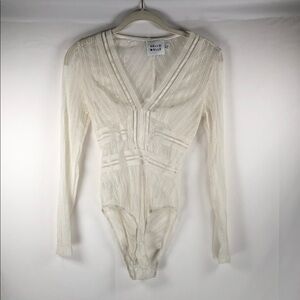 Hello Molly Ivory Lace Long Sleeve VNeck Festival Boho Fairy Duckworth Bodysuit